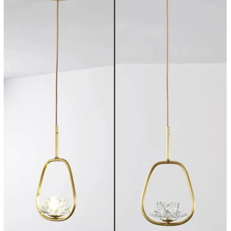 Imagem -05 - Moderno Minimalista Zen Lótus Cristal Luz Luxurious Pendant Lamp Cabeça Única Criativa Varanda Quarto Cabeceira Led Home Decor