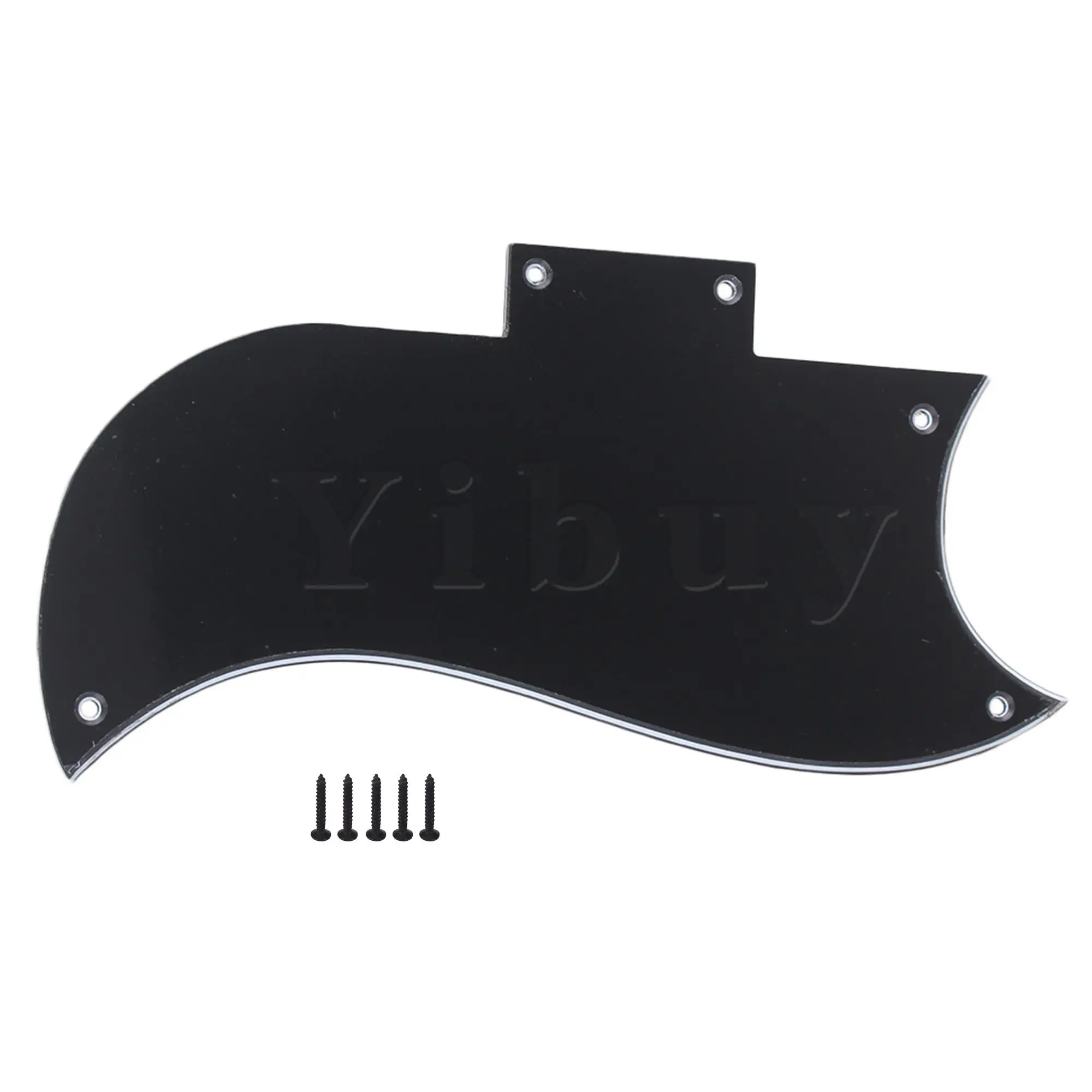 Yibuy 3-Ply Black 5 Holes Guitar Pickguard  Replacement for SG Accessories