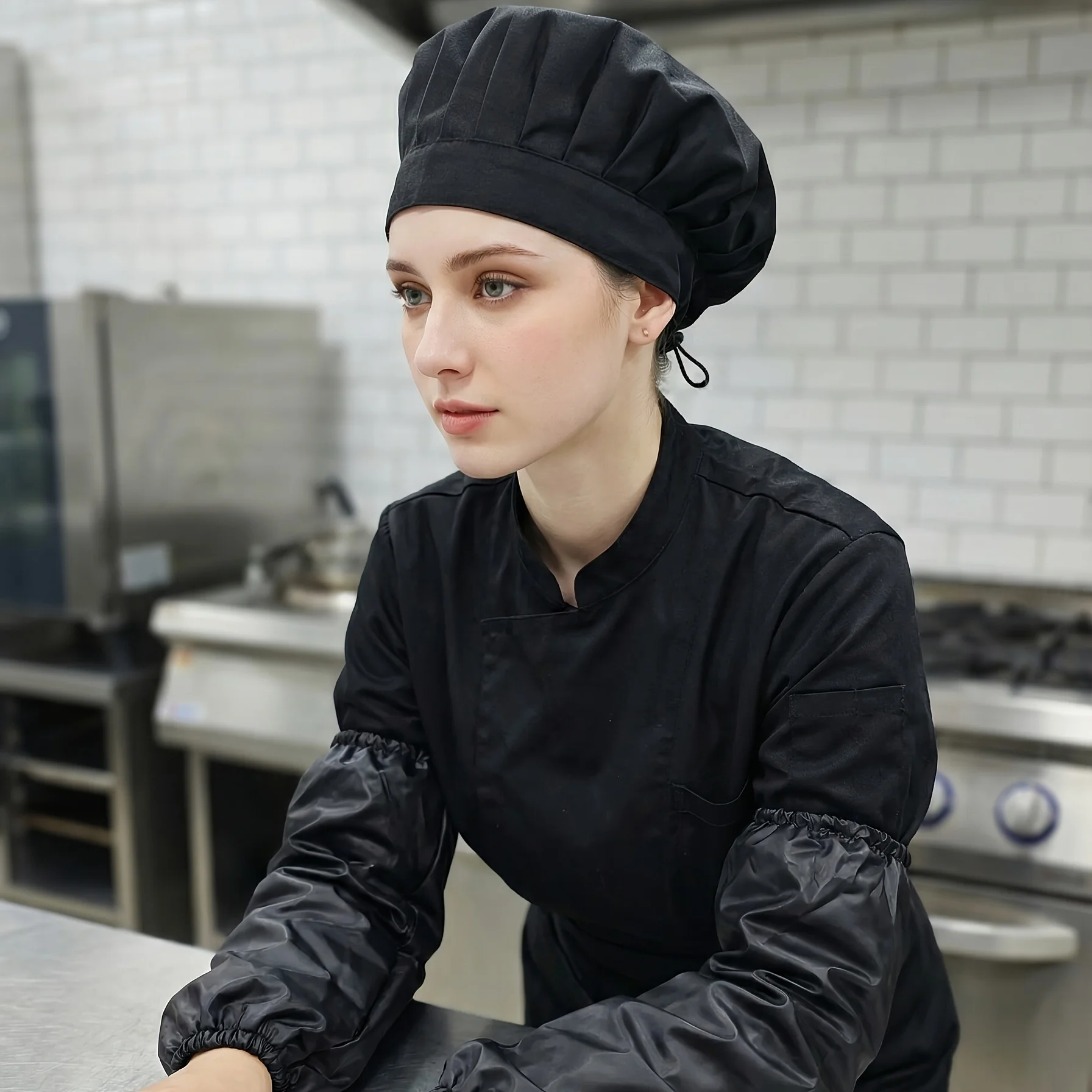 

6-Piece Chef's Hat and Arm Cover Set (2 Chef's Hats + 4 Arm Covers) – Ideal for cooking, cleaning, painting,and household chores