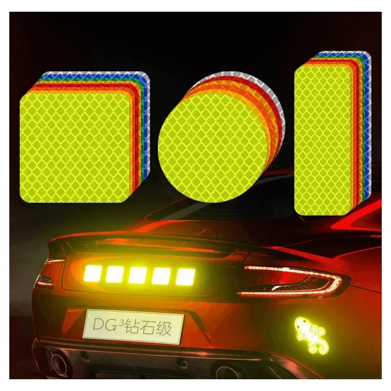 Car Door Stickers Bumper Reflective Stickers Reflective Warning Reflector Stickers Auto Exterior Motorcycle Bike Helmet Sticker