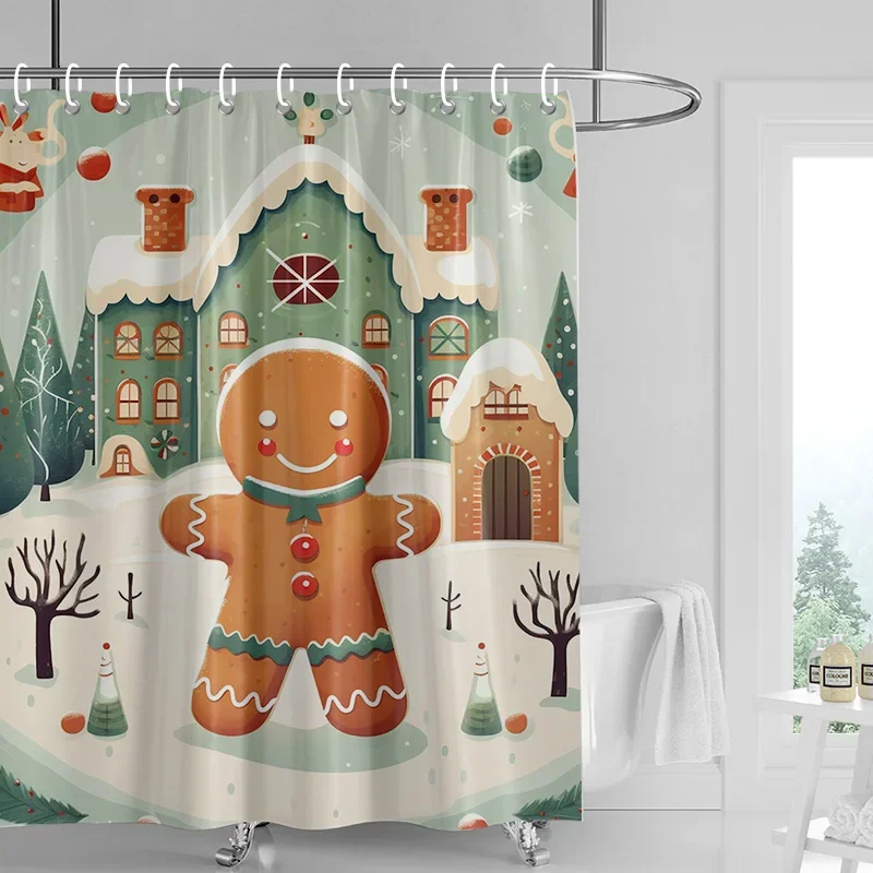 Home decoration shower curtains for bathroom waterproof curtain fabric Modern Nordic style Living Room Merry Christmas winter