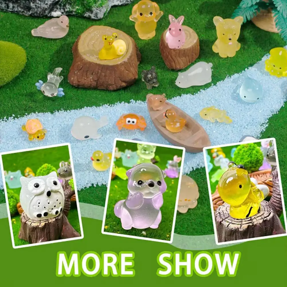 Bolsa misteriosa de juguetes de animales de resina que brillan en la oscuridad, juego de minifiguras sorpresa que incluyen perros y conejitos, envuelto individualmente, 50 Uds.
