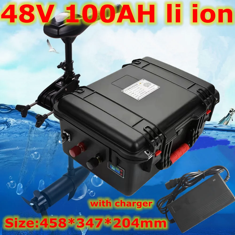 lithium ion 48V 100AH battery pack not 48V 200AH li ion BMS for 4500w scooter bike EV golf cart inverter solar + 10A charger