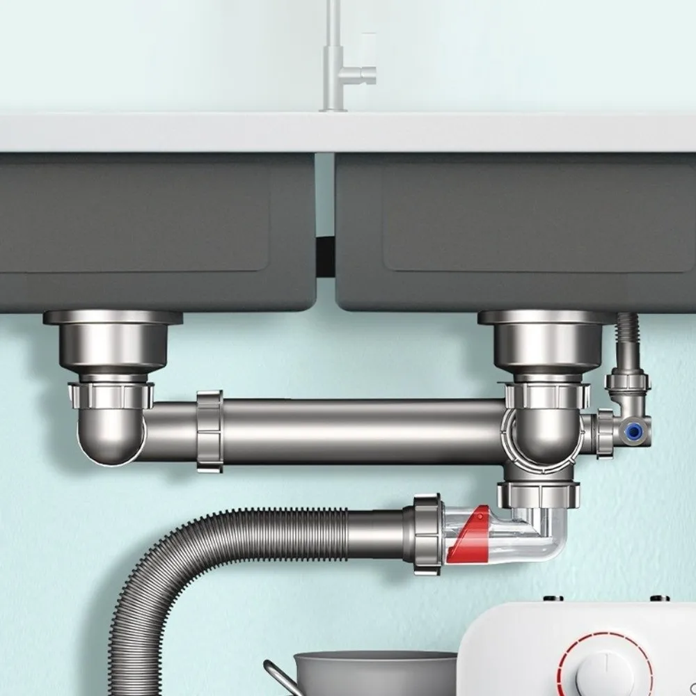 plastic Wash Basin Drainage Pipe Kit Curved Tube Anti-Blocking Sink Drain Check Valve Fast Connection Odor Proof