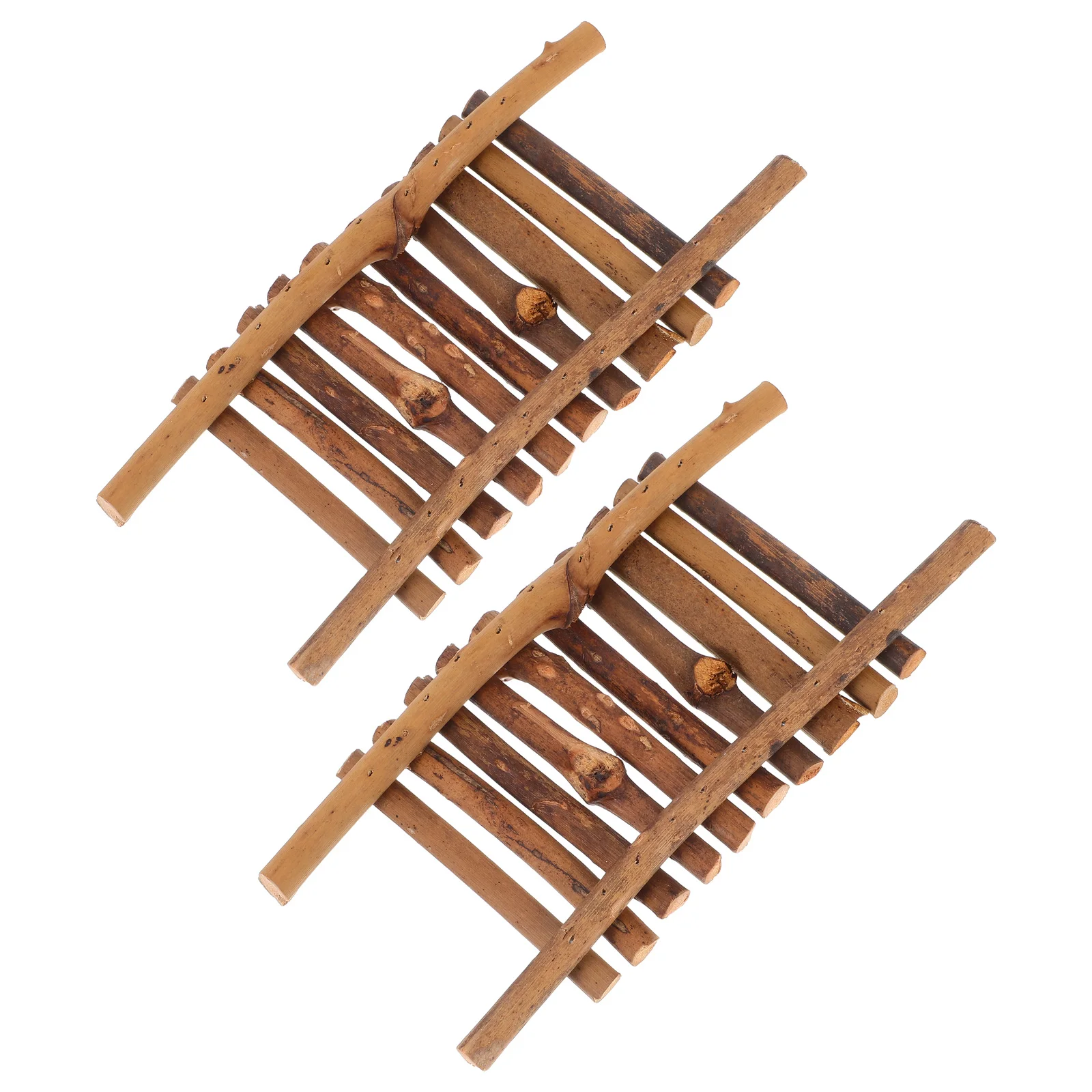 

2PCS Micro Landscape Bridge Miniature Vine Decor Terrarium Fairy Garden Ornaments Bonsai Figurines Wooden Model Lightweight