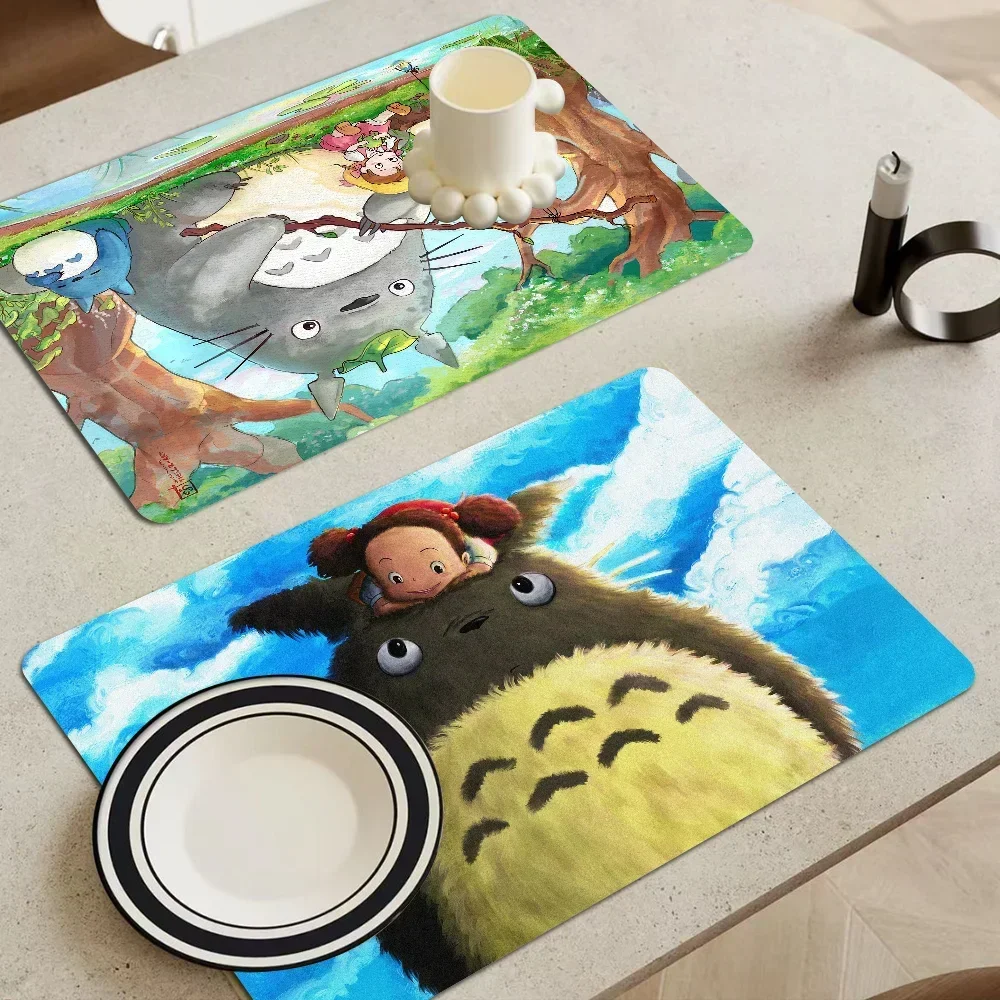 My Neighbor Totoro Mat Super Absorbent Coffee Drain Pad Dinnerware Placemat 