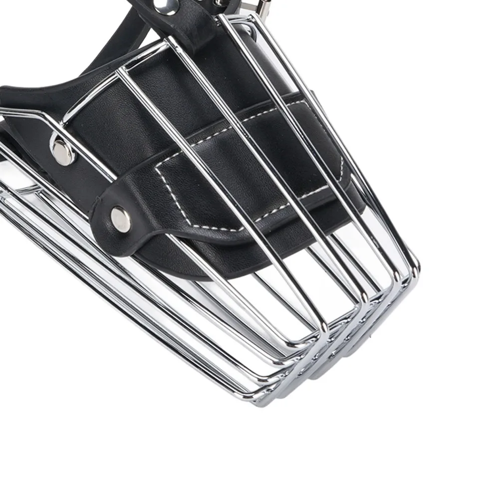Iron Frame Large Dog Muzzle Breathable Structure Adjustable Strap Metal Basket Muzzle Light Weight Full Coverage