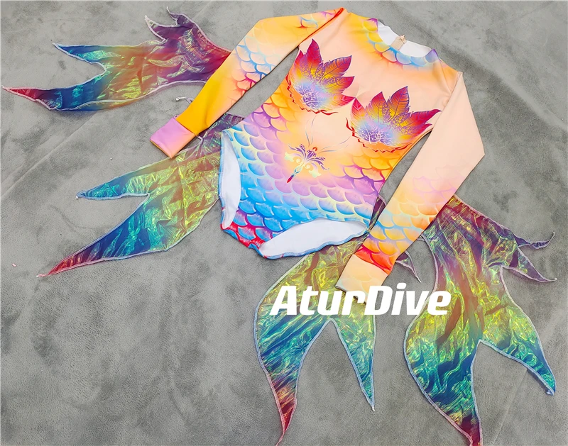 Fish scale swimsuit one-piece Diving suit snorkeling suit large professional Mermaid One piece Mermaid tail custom Muslim