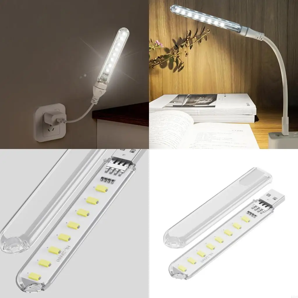 

K3NB Flexible USB Power 8 LED Task Light Clear For Computer and Outdoor Camping