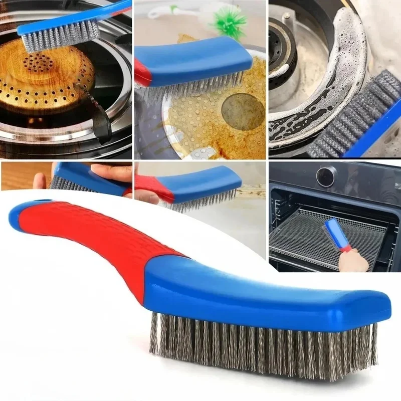 Heavy Duty Stainless Steel Wire Brush with Comfortable Plastic Handle - Perfect for Removing Rust, Welding Slag, Dirt, and Paint