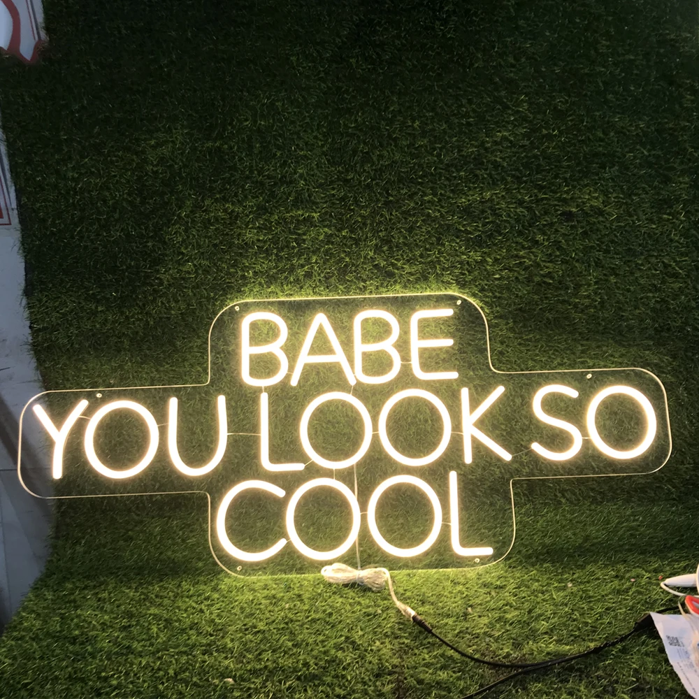 

BABE YOU LOOK SO COOL Neon Light Custom Neon LED Sign Girl Salon Room Girl Bedroom Decor Wall Art Beauty Room Decor Pink