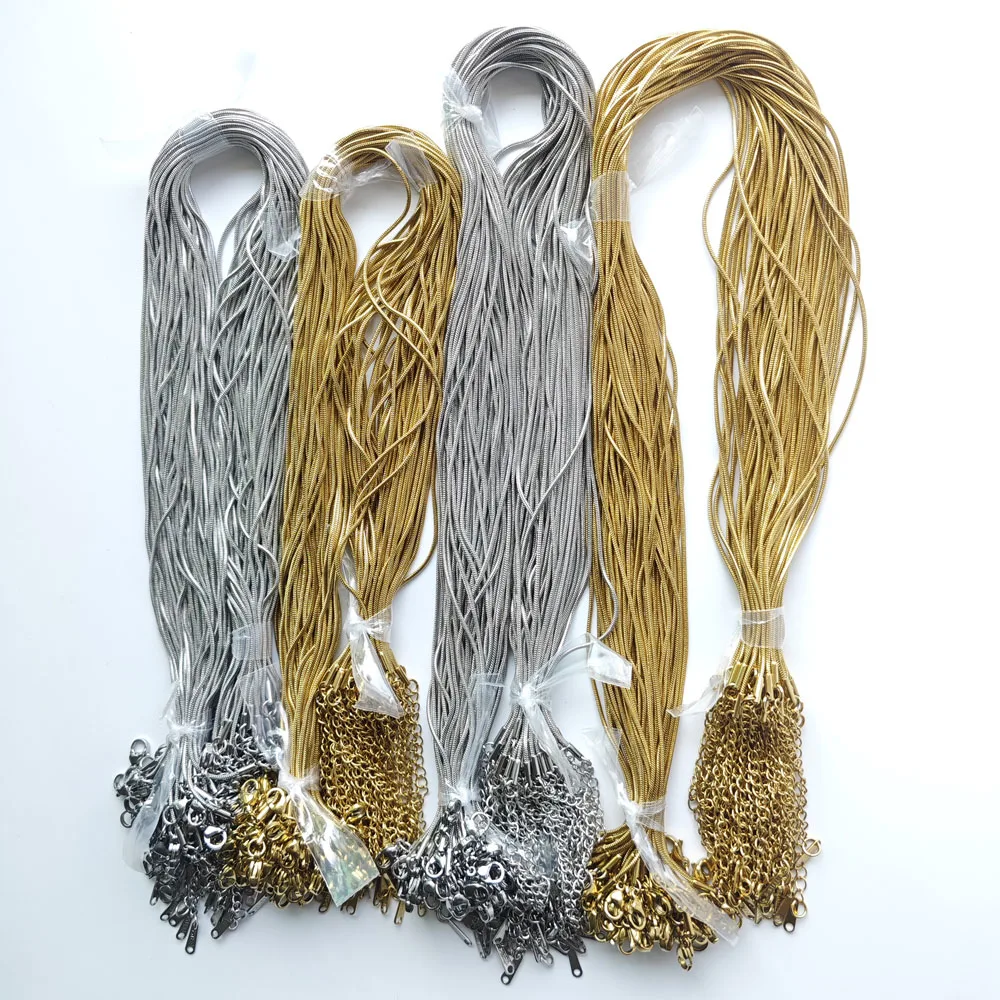 الجملة 25 قطعة جيدة 0.9 مللي متر 1.2 مللي متر الفولاذ المقاوم للصدأ ثعبان سلسلة القلائد 40 45 سنتيمتر + 5 سنتيمتر مشبك قفل DIY بها بنفسك مجوهرات اكسسوارات صنع #1