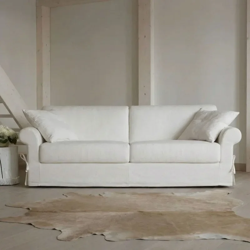 Export foreign trade French retro linen fabric removable and washable single double sofa hotel homestay down triple sofa