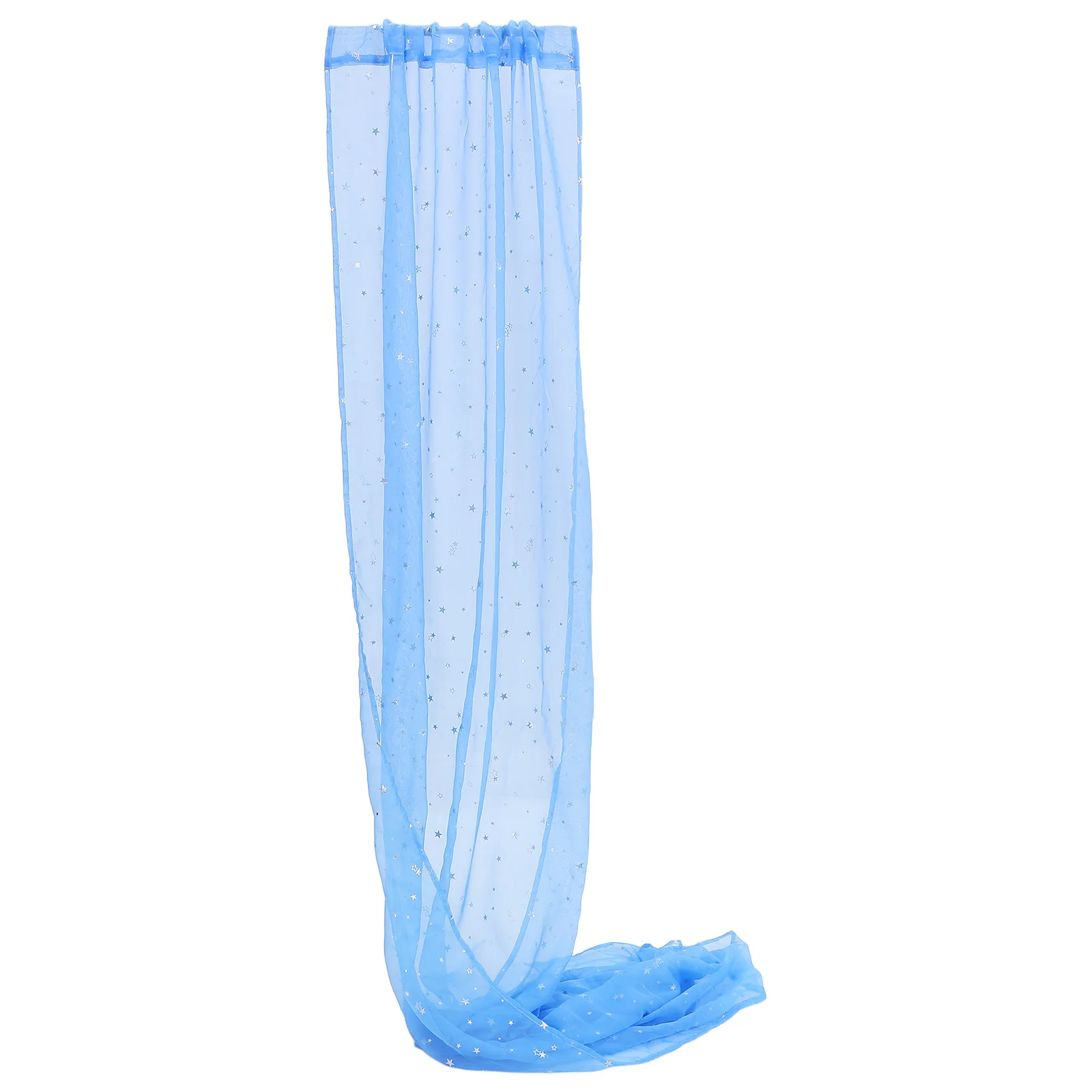 

Silver Star Foil Sheer Curtains Blue 100x270cm Romantic Voile Window Screening for Girls Bedroom Kids Room Window Tulle