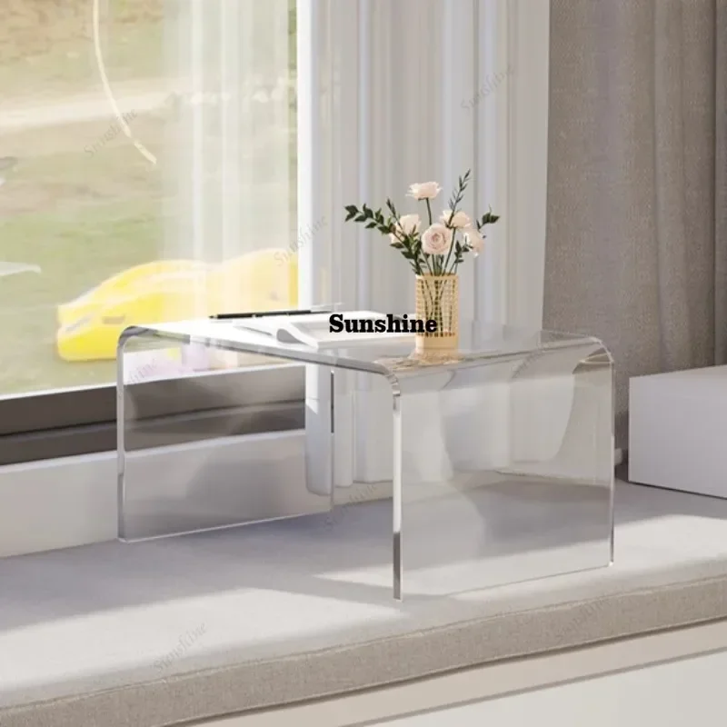 Acrylic Nordic Simple Coffee Tables Solid Color Small-sized Arch Coffee Tables Easy Carrying Creative Fashional Home FurnitureT*