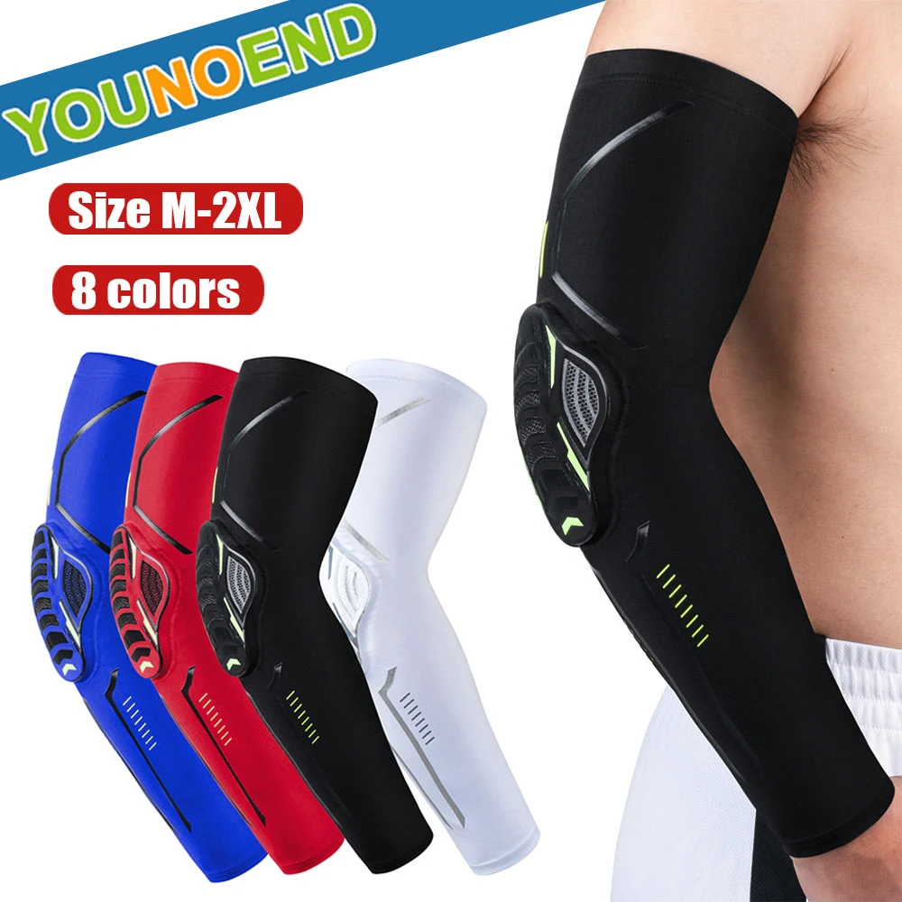 1Pair Sport Elbow Padded Highly Elastic Arm Compression Support Sleeves Men Women Cycling Running Basketball Volleyball Baseball