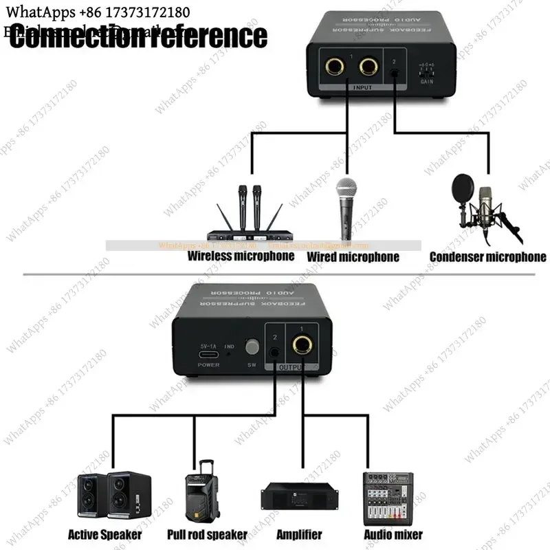 Anti-Howling Feedback Suppressor Mini Microphone Audio Processor Intelligent Frequency Shifter Lossless DSP for Karaoke