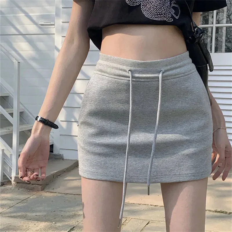 

Short anti glare A-line hip Skirts, For Women Clothing 2024 Summer New Drawstring Casual High Waist Mini Skirt,Tennis Skirt