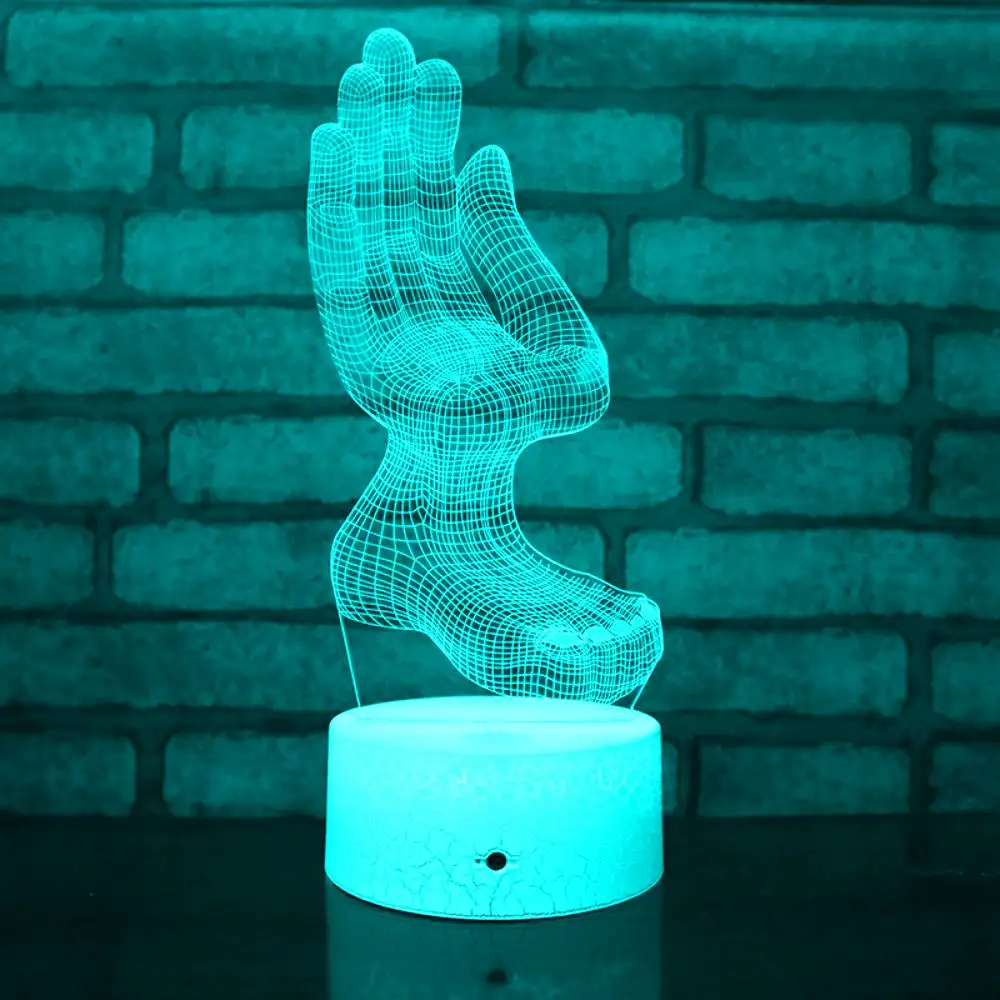 Nighdn 3D LED Night Light Hand Foot Visual Illusion Lamp 7 Color Changing Nightlight Home Office Decor Creative Gift for Friends