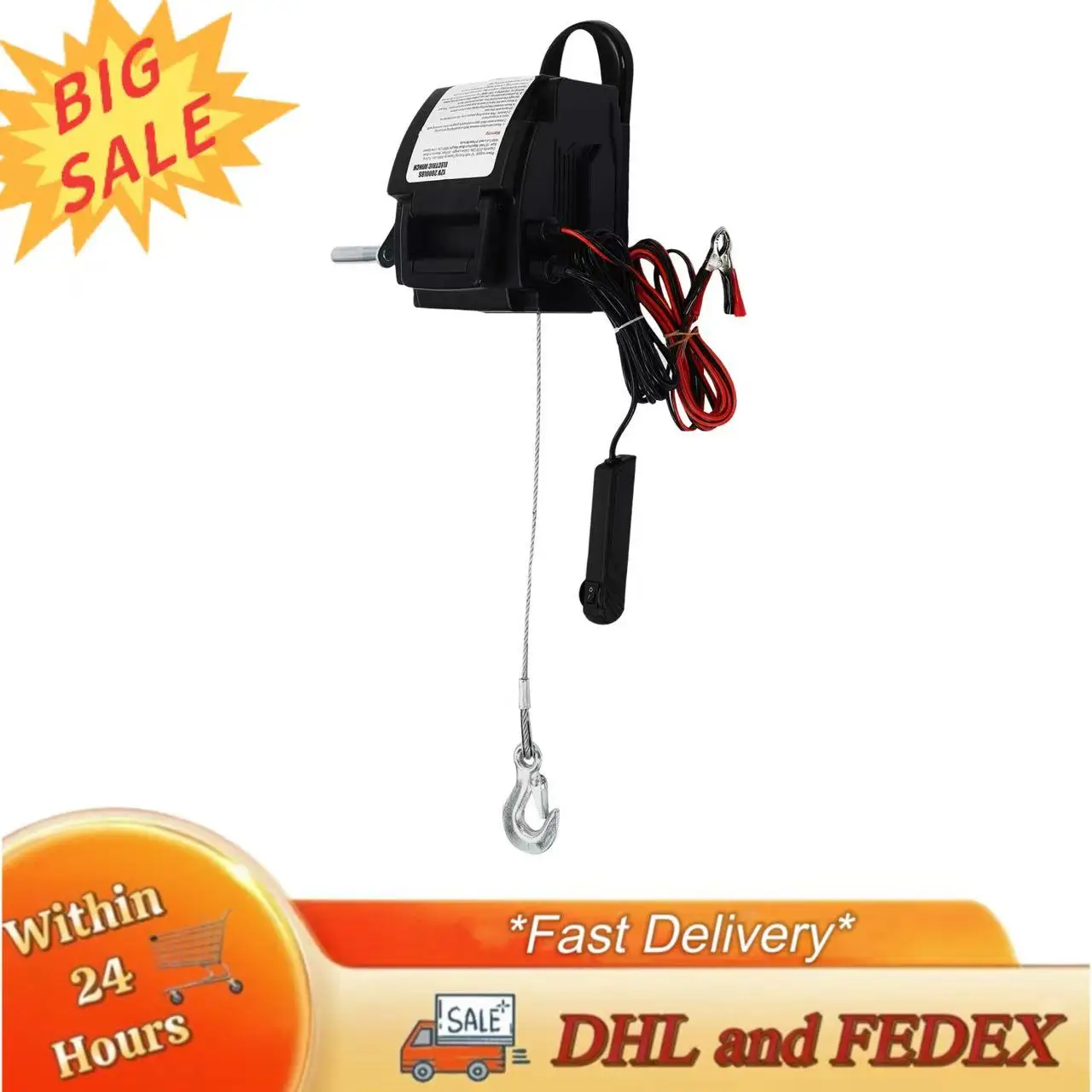 Treuil électrique 300W 12V 6000lbs avec corde /Φ0,19 pouces * 29,53 pieds, double Modes de contrôle, treuil électrique pour voitures, remorques, camions