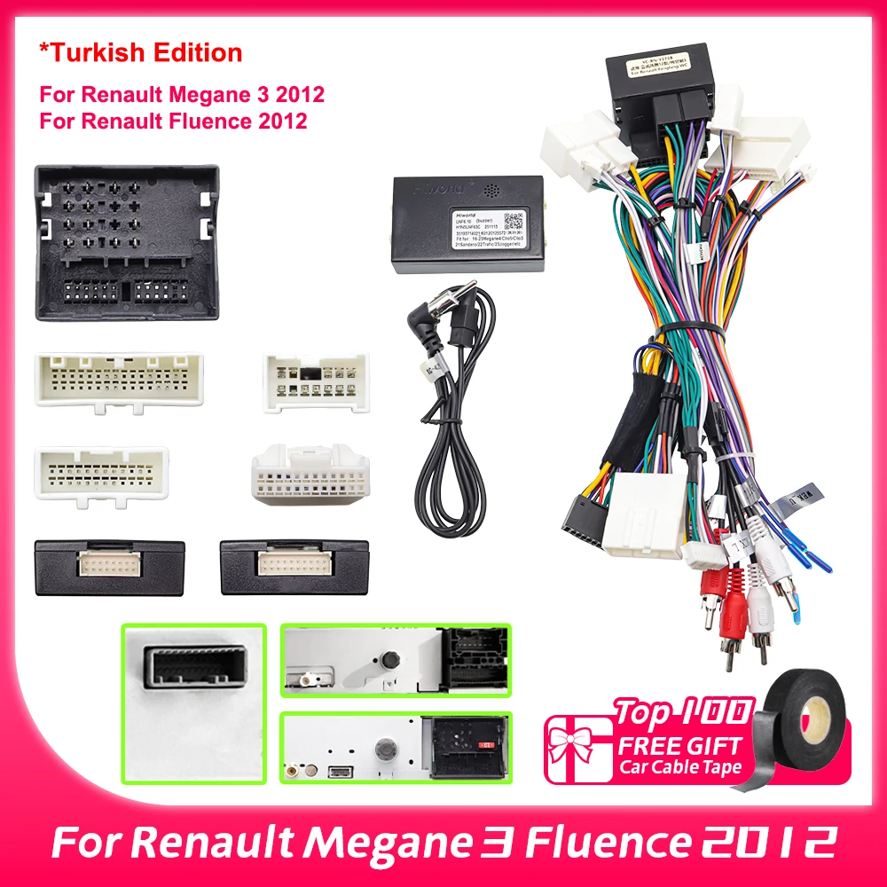 Декодер Hiworid Canbus для Renault Megane 3 2012 (турецкая версия), 16-контактный разъем для Android-магнитолы, проводка для Renault Fluence 2012