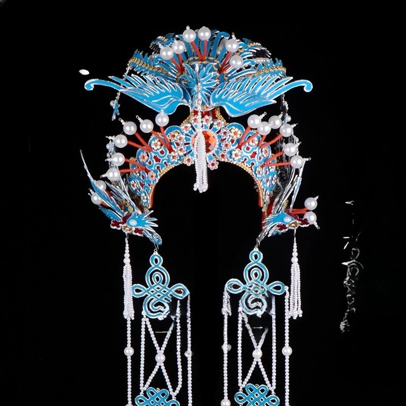 Yue Opera Opera Helmet Drunk Branch Three Phoenix Phoenix Crown Headdress Three Look Royal Sister, Diamond Princess Helmet