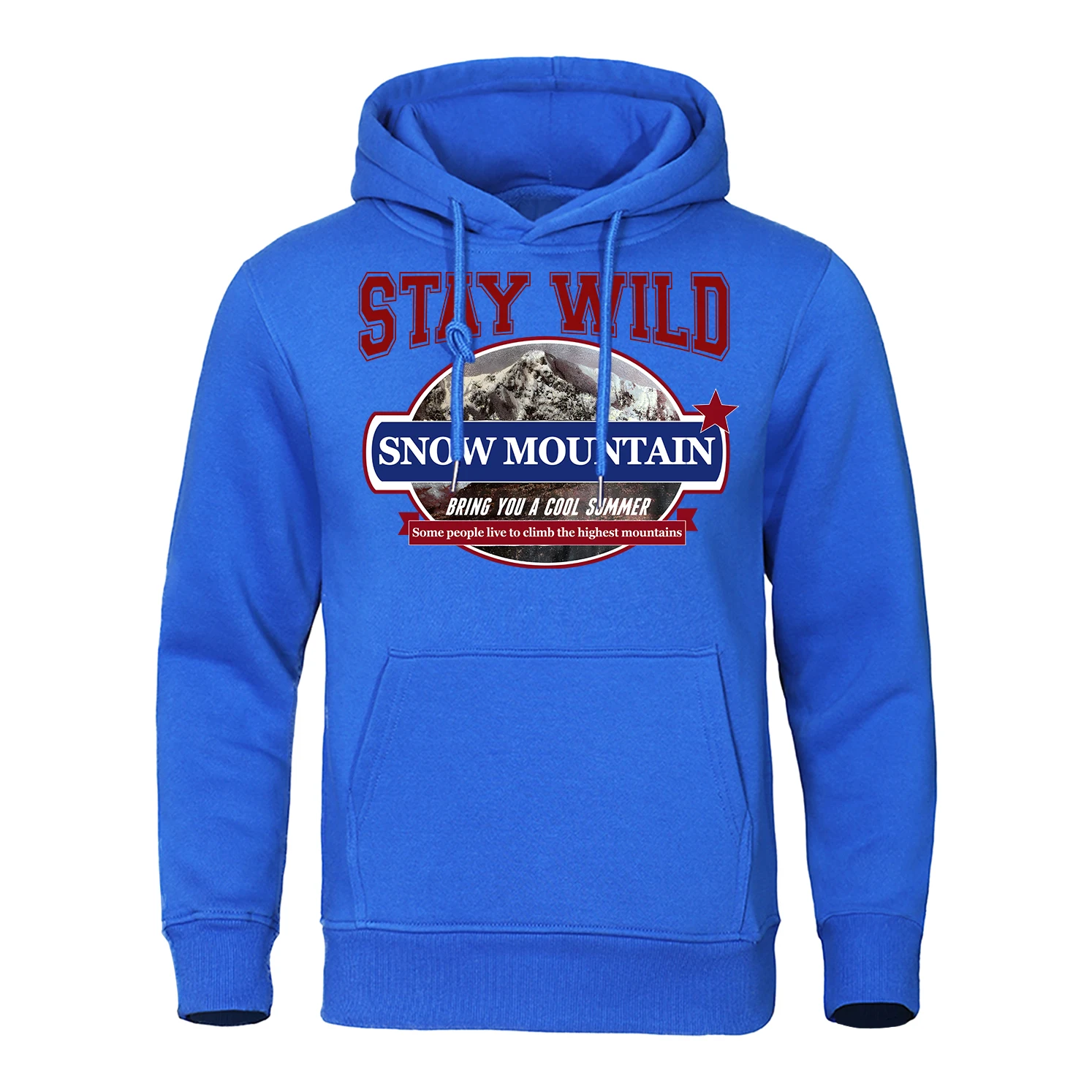 Stay Wild Snow Mountain Print Hoodies Mens Hip Hop Street Hoody Crewneck Casual Clothes Oversized Fleece Hip Hop Men Sweatshirt