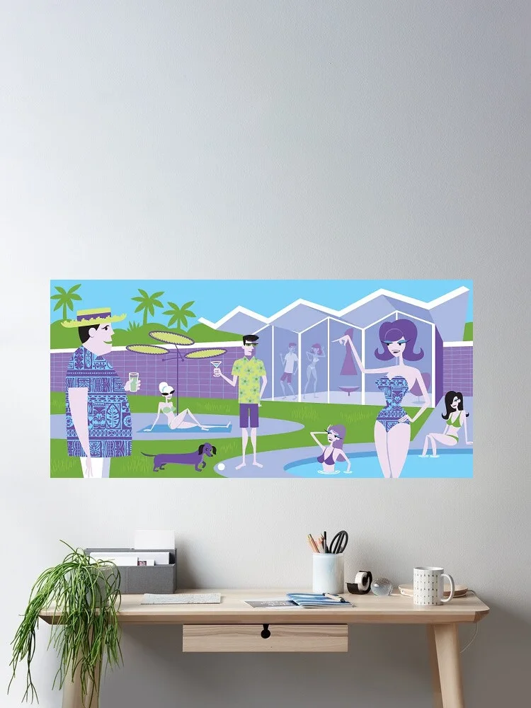 

Josh Agle Shag Fine, Print Art Canvas Poster- For Living Room Decoration - Home Wall Decor Picture