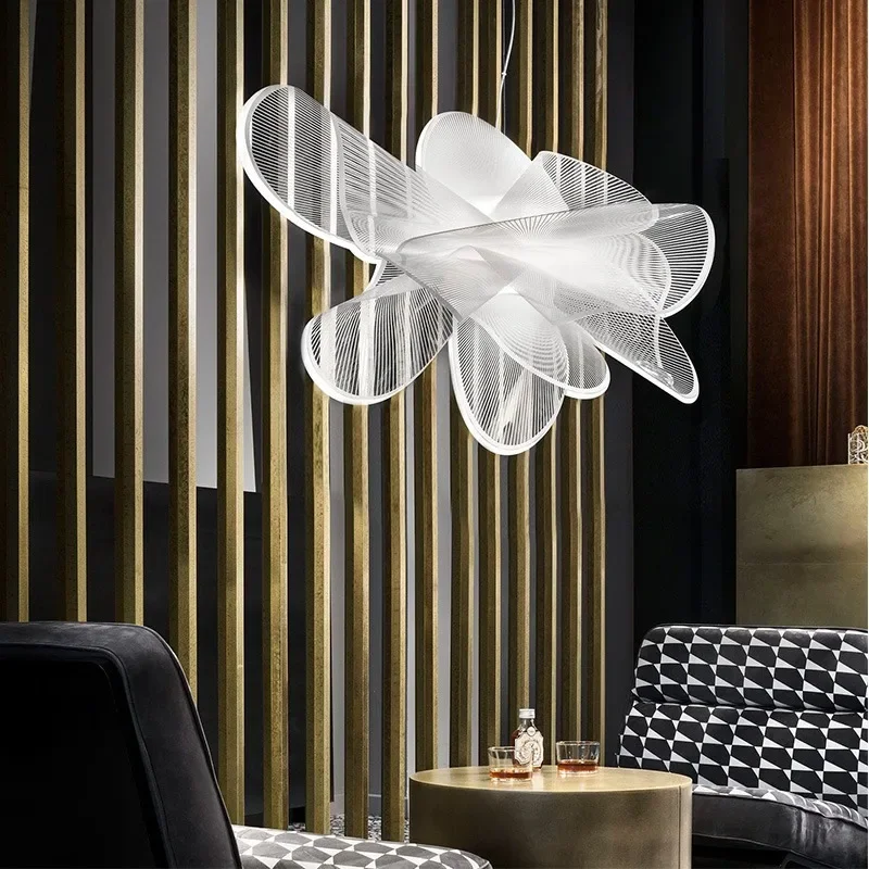 Imagem -05 - Sandyha-nordic Floral Butterfly Led Chandelier Designer Italiano Home Decor Sala de Estar Sala de Jantar Quarto Café Art Hanging Lâmpadas