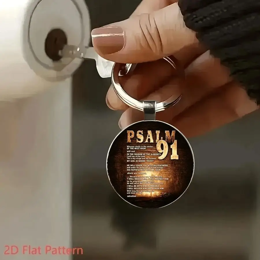 1/5/10/20/50/100pcs 2D Design, 2D Psalm 91 Keychain, Men's and Women's Fashion Accessories, Accessories for Bags and Car Keys, P
