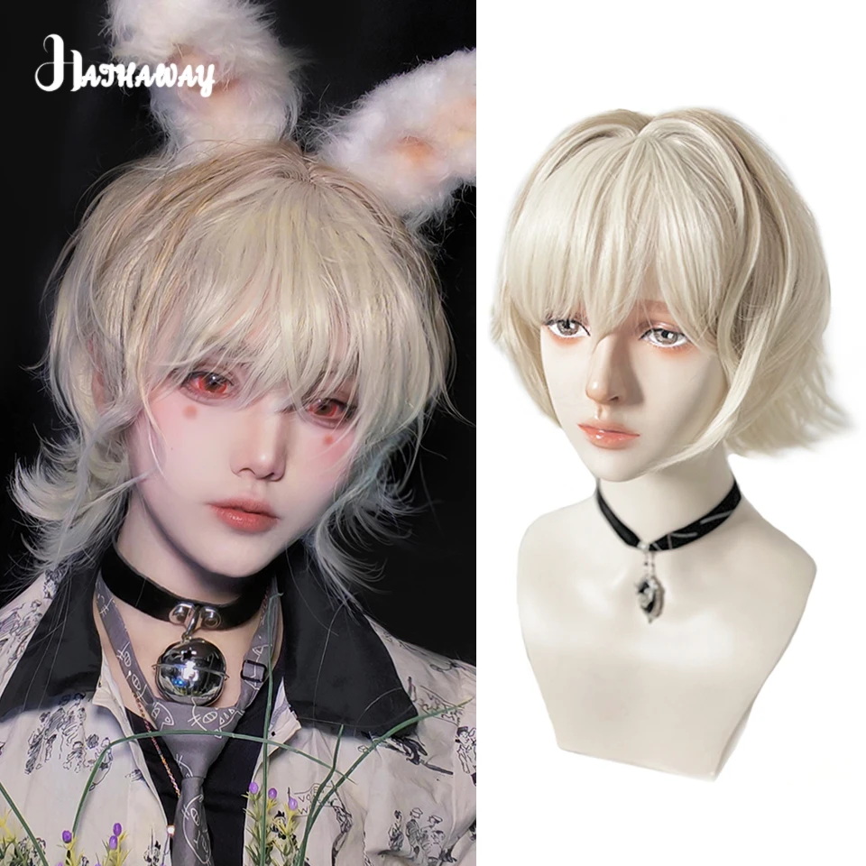 Cosplay High-temperature Hair Synthetic Wig Men's Golden Gradient Layer Curly Hair Fluffy Full Top Wig Juvenile Animation Wig