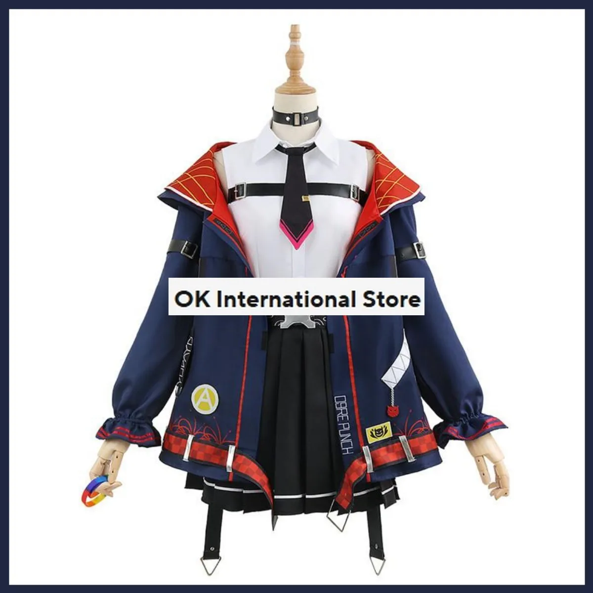 Anime YouTube VTuber Nakiri Ayame Cosplay Costume JK Uniform Skirt Sportswear Coat Shoes Woman Sexy Halloween Carnival Suit