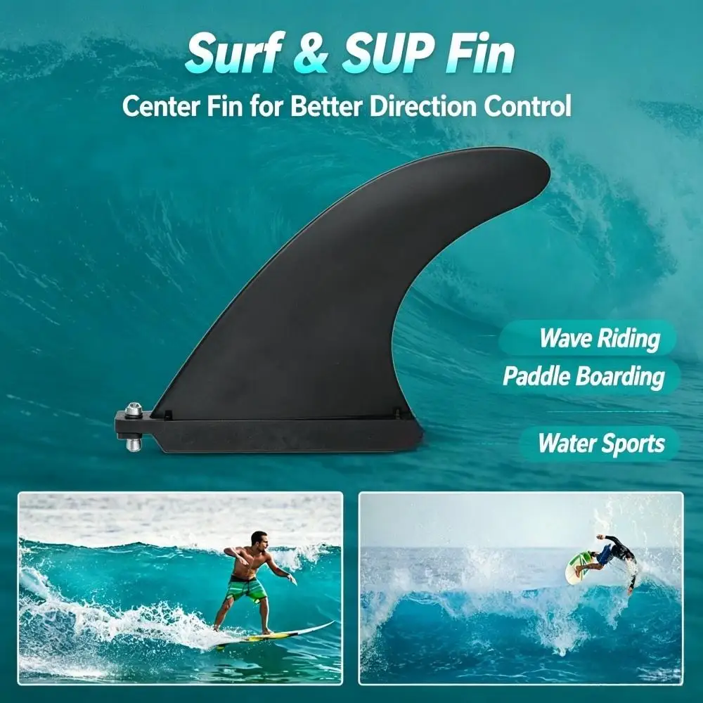 Inflatable Surfboard Large Center Fin, Removable Screw‑on Tail Fin Stabilizer for SUP Board, Kayak, Canoe Rowing Boat Accessory