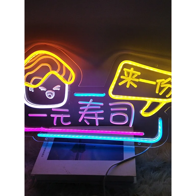 Neon LED luminous characters salmon advertising signs decorative light signs