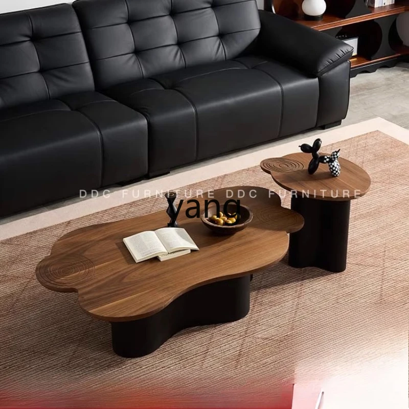 

TGF walnut pattern coffee table living room high sense size combination environmental protection board coffee table