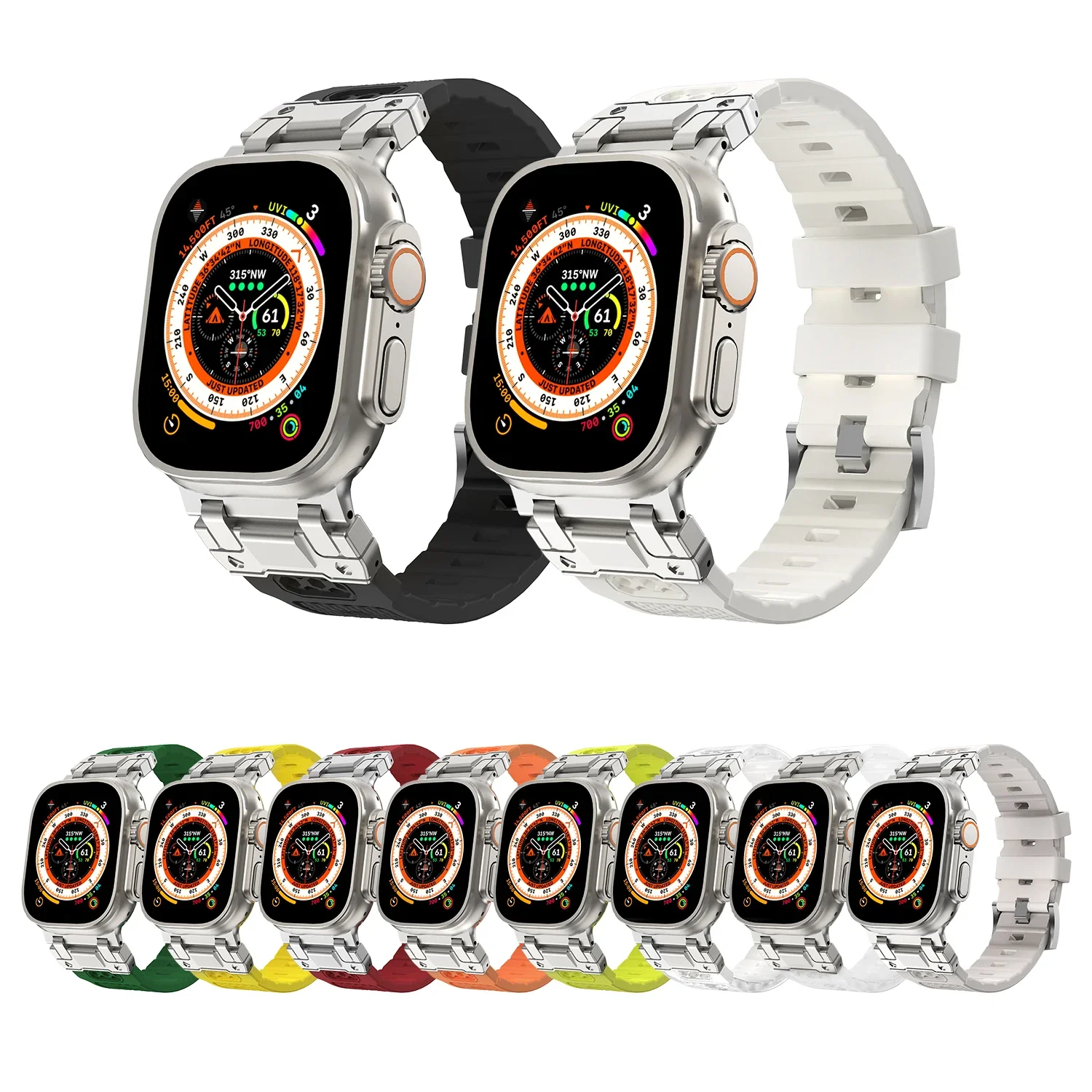 سوار رياضي مطاطي ناعم للرجال ، سوار فاخر ألترا 2 ، 49 ، ساعة أبل 45 ، 44 ، 42 سلسلة ، iWatch 9 ، 8 ، 7 ، 6 ، 5 ، 4