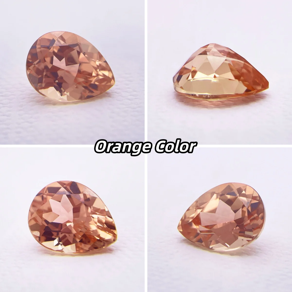Zafiro Cultivado en Laboratorio, Corte Pera, Color Naranja Atardecer, Gema para Joyería, Anillos, Dijes, Suministros para Manualidades, Zafiro Creado en Laboratorio