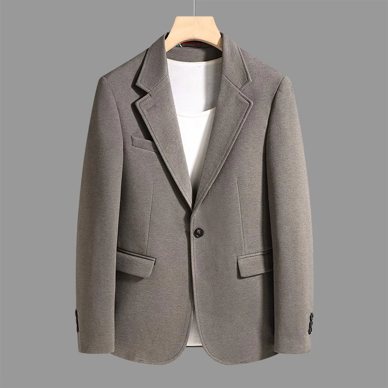 

Мужской повседневный утепленный шерстяной пиджак на одной пуговице, однотонный, в британском стиле, деловой, для джентльменов, стандартный крой, осень-зима