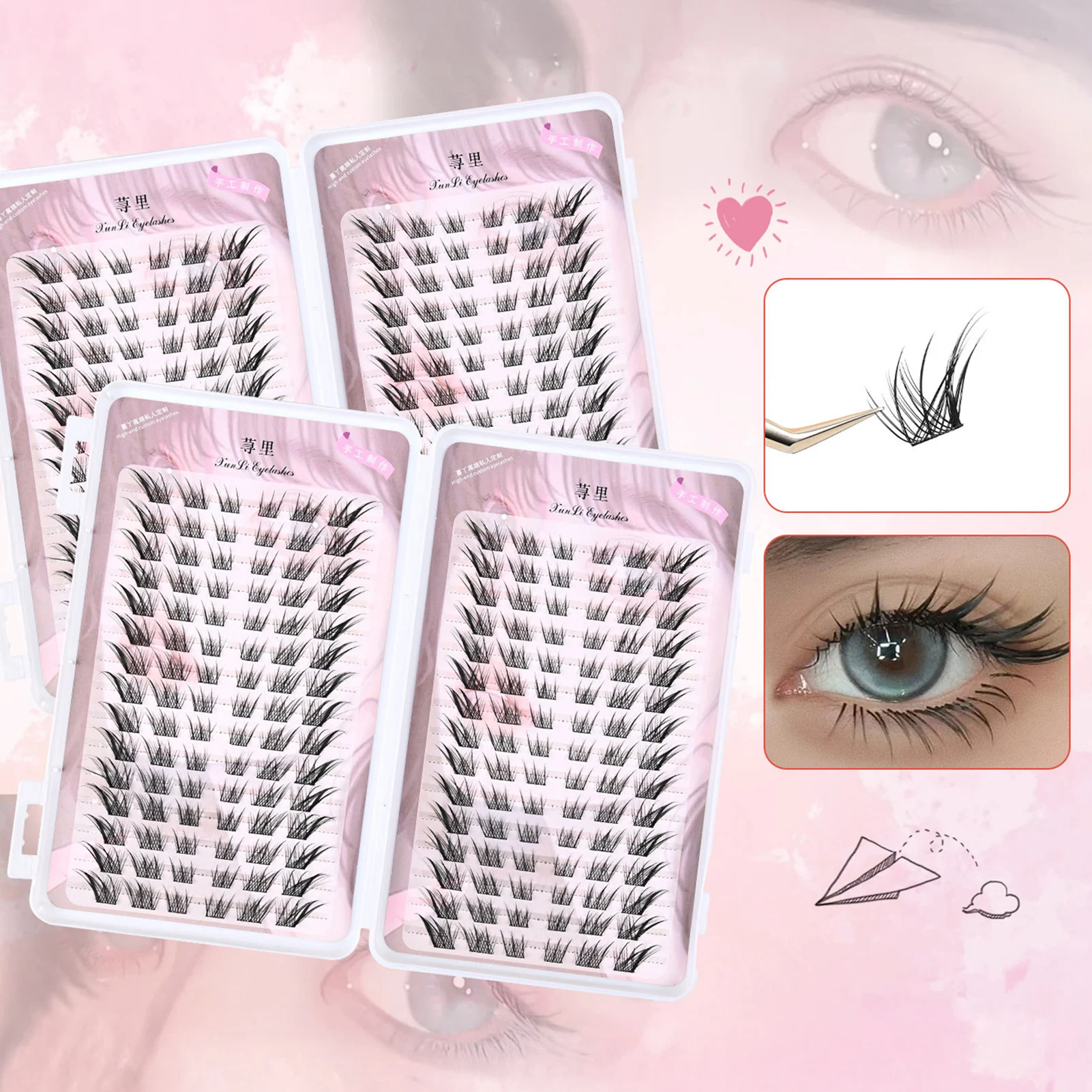 Livre de cils Manga de grande capacité, faux cils denses, 8-12mm, grappe unique, style renard, Extension de cils à Volume naturel