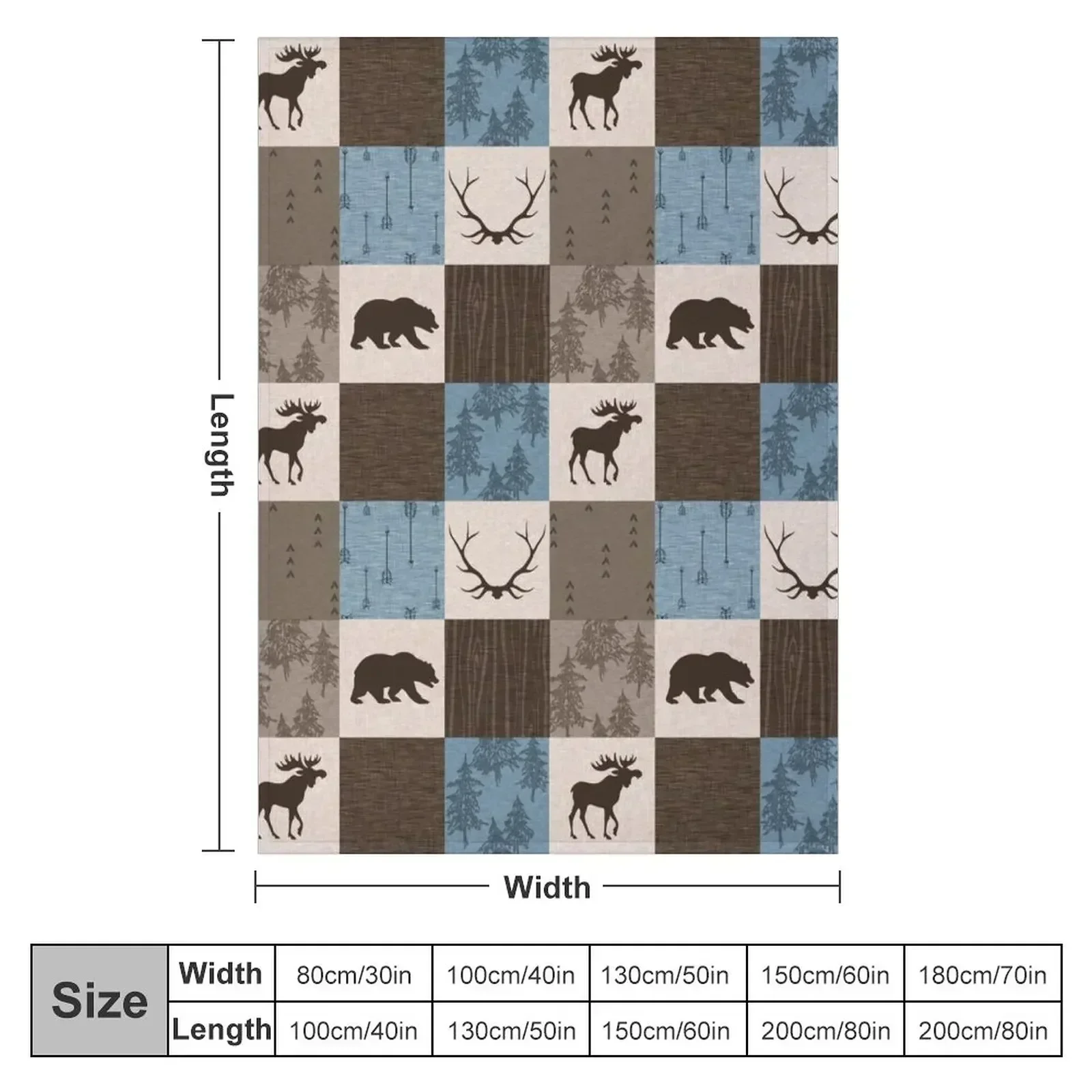 Woodland Patchwork- Blue, Brown And beige Throw Blanket Softest Beach Thins Blankets