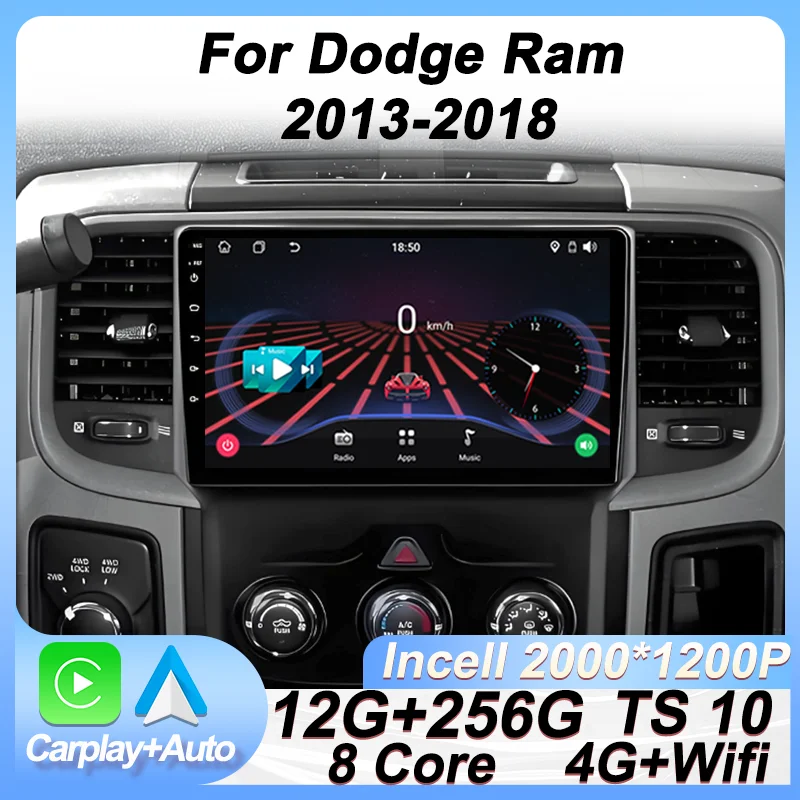 

Stereo Head Unit Android For Dodge Ram 1500 2500 3500 2013-2018 GPS Navigation Carplay Touch Screen Autoradio 8 Core DSP BT