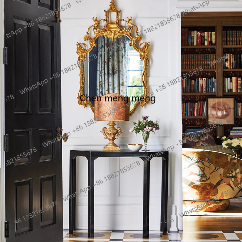 X Fiberglass Stylish Entryway Table with Storage Rack Integrated Wall-Mounted Desk Artistic Hallway Tea Table