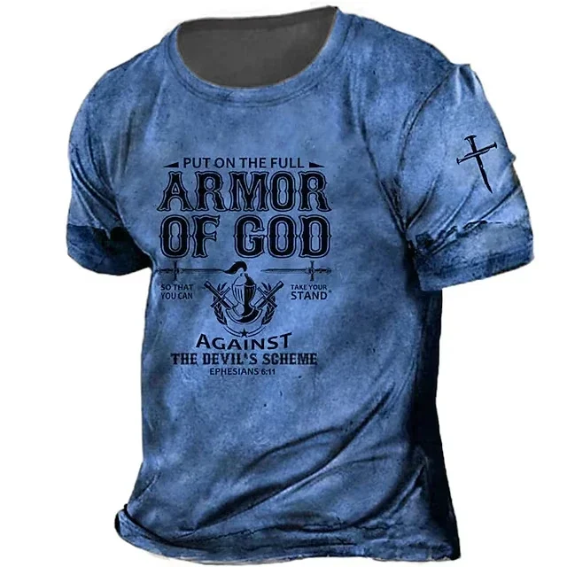 Men's Unisex Templar Cross Letter Graphic Prints T Shirt Vintage T Shirt Short Sleeve T Shirt Crew Neck Shirt Retro Sports Tops