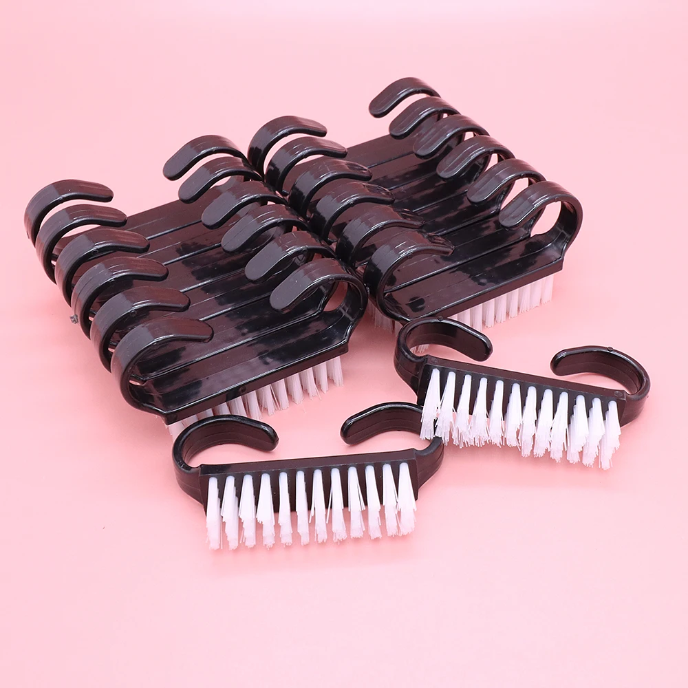50/100 sztuk pędzle do paznokci solidna czarna Mini róg kozy peeling miękkie usuń kurz plastikowe Manicure Pedicure Nail Art szczotka do czyszczenia