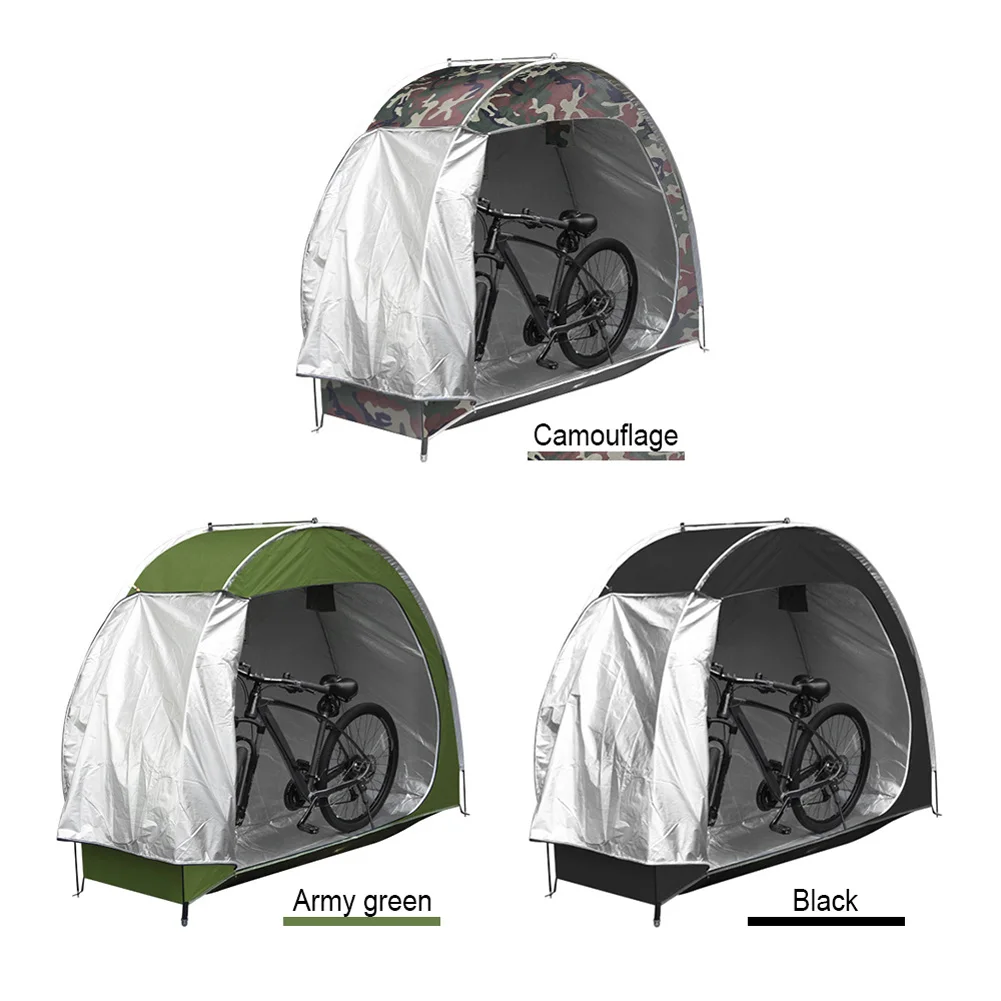 Outdoor Bike Storage Tent Foldable Outdoor Storage Tools Silver Coated 210D Oxford Cloth Waterproof  For 1-2 Bicycles