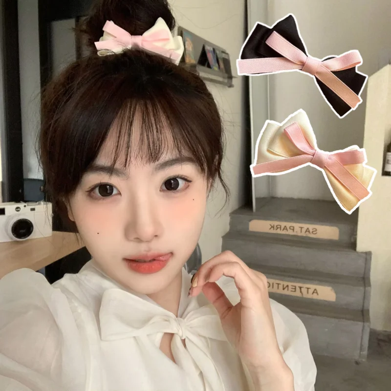 Y2K Ins Sweetheart Girl Bow Hairpin Princess Head Fashion Cute Korean Side Clip Side Clips Double Ponytail Headdress Accessories