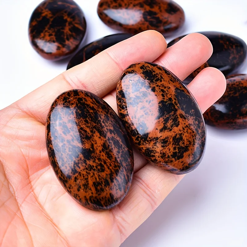 1pc Crystal Red Obsidian Hand-held Stone, Hand-polished, Perfectly Polished, Hand Pressure Relief Massage Stone, Festival Gift