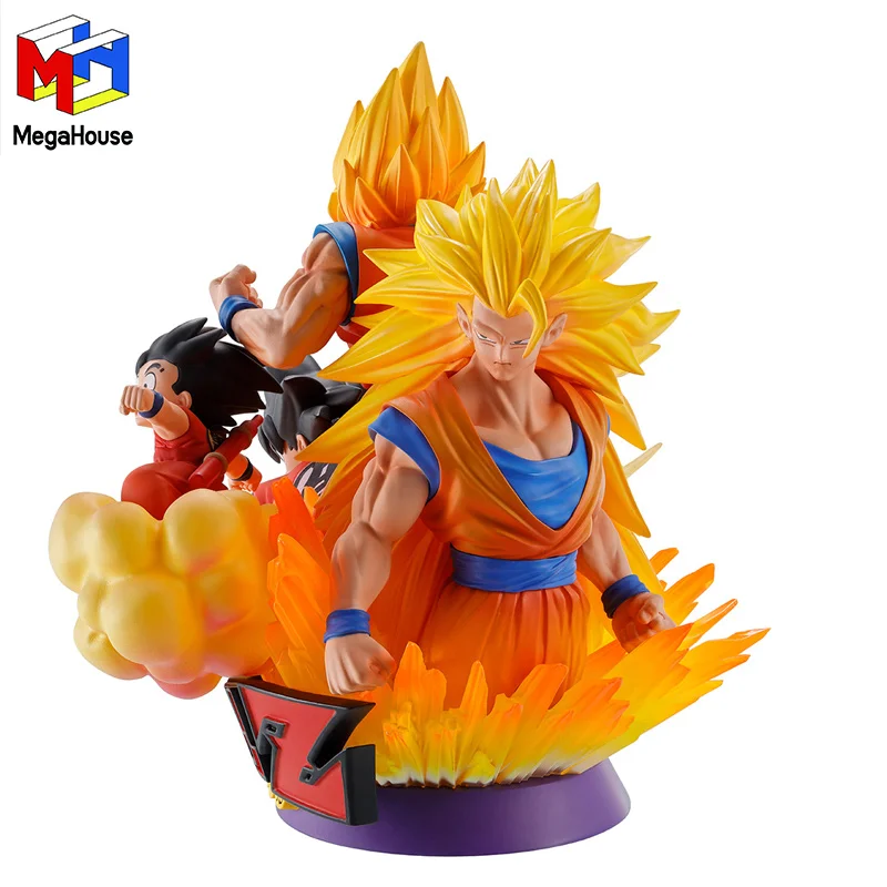 Megahouse RE BIRTH 01 Dragon Ball Z Son Goku SSJ 3 Super Saiya DX Dracap RE BIRTH 01 Figure Anime Action Model Toys Gift Boy