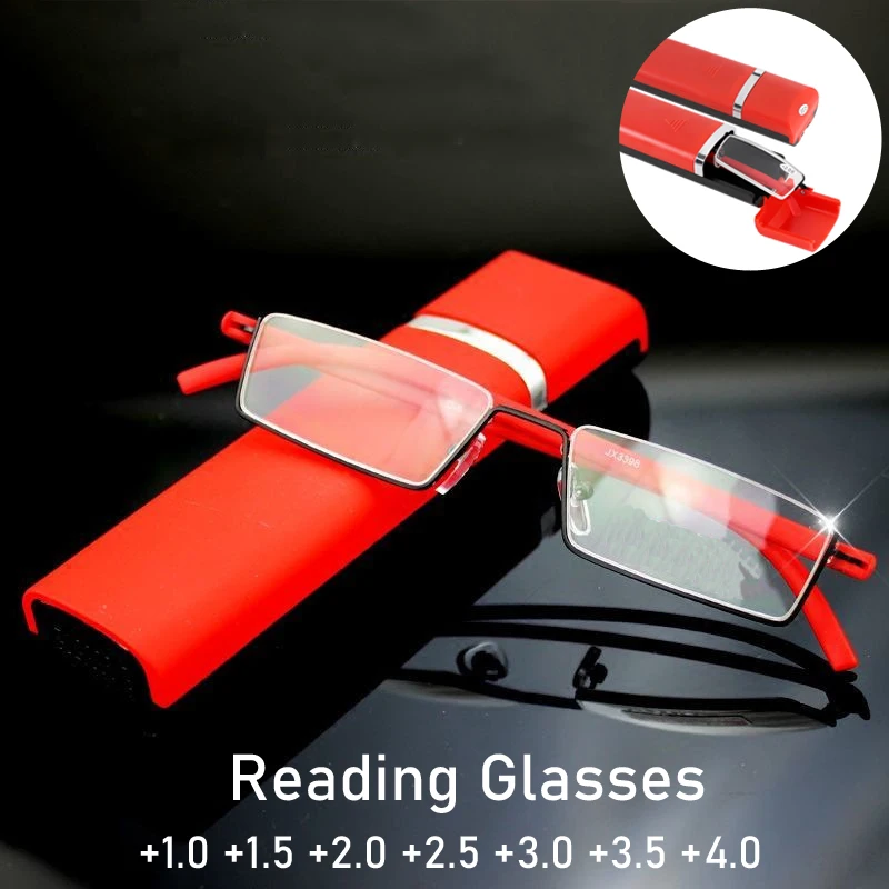 Reading Glasses with Box Vintage Business Half Frame Women Men Finished Presbyopic Eyeglasses Eyewear with Diopter +1.0 To +4.0