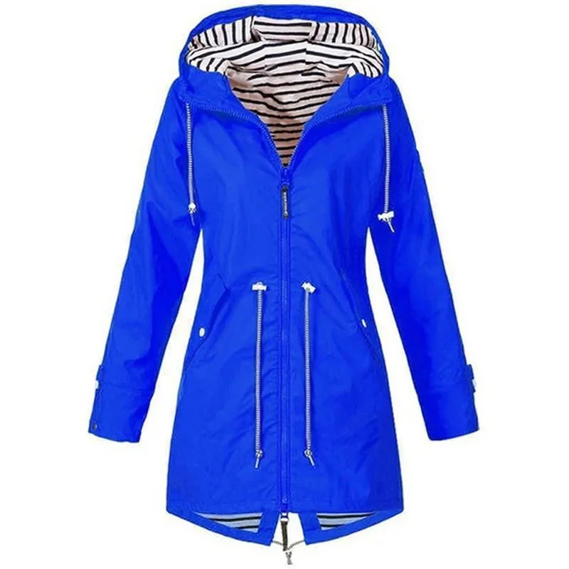 Lightweight Waterproof Women's Drawstring Trench for Hiking Outdoors